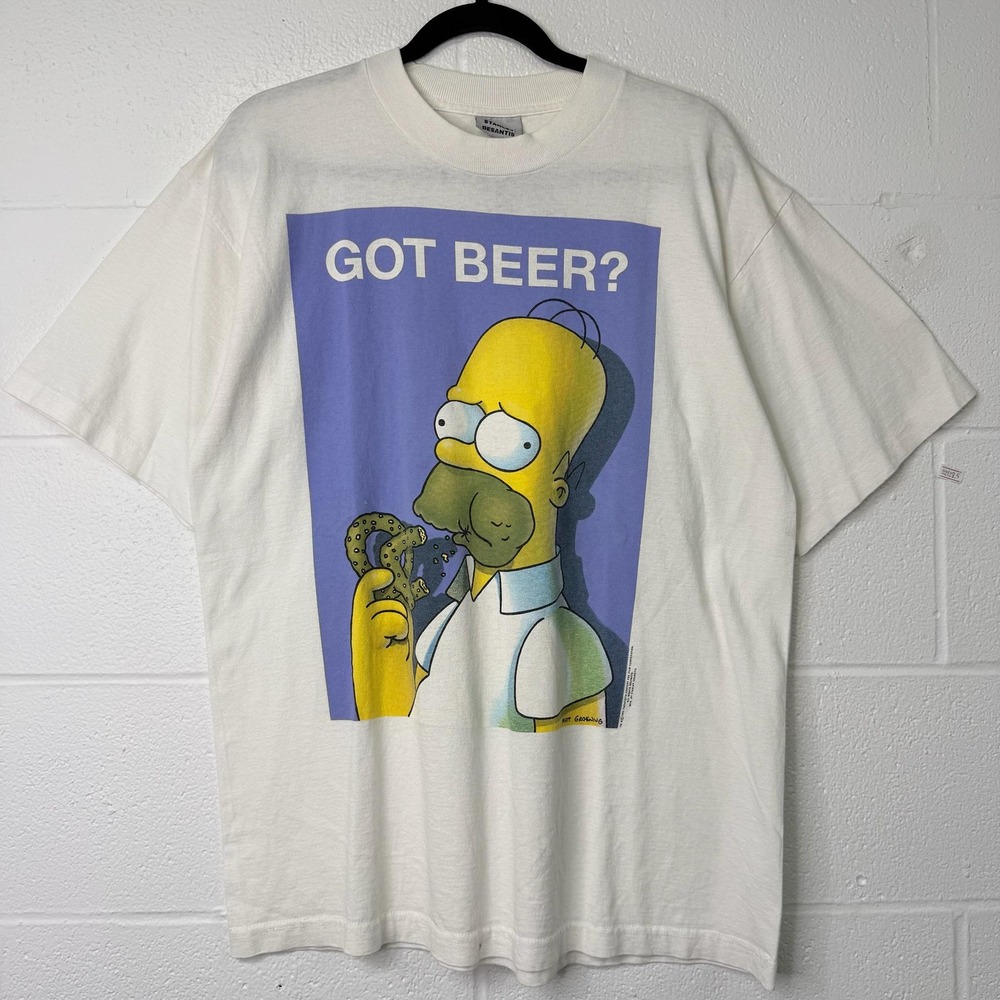 Vintage 90s 1995 Homer Got Beer Simpsons Size L T-Shirt Stanley Desantis
